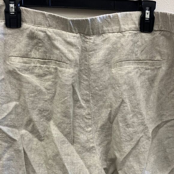 Talbots Cream 100% Linen Lagenlook minimalist Cropped Pants size 16 #734 - Picture 4 of 5